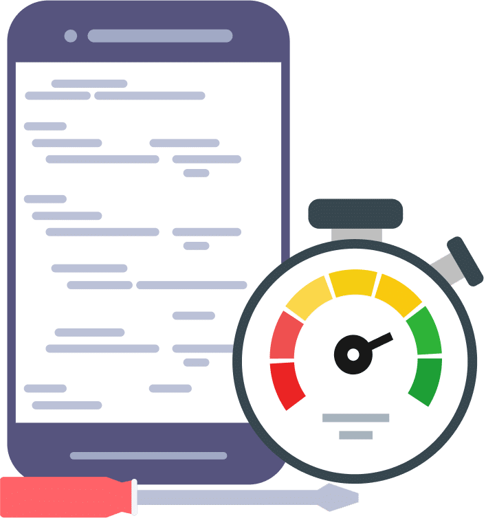 Graphic of mobile phone, code, and speed graphic Graphic of mobile phone, code, and speed graphic
