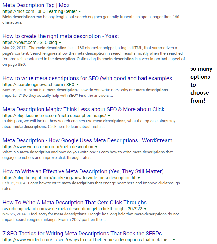 search results
