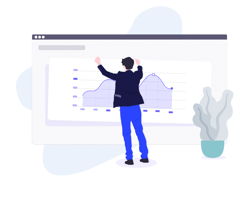 Setup Analytics Person setting up a dashboard to measure analytics