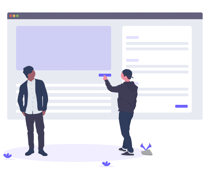 Usability Testing Two avatars discussing parts of a landing page