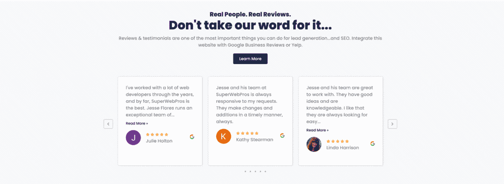 A summary of Google reviews with customer comments and ratings, displayed in a resized format