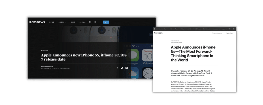 Screenshot of iphone5 release...in 2013